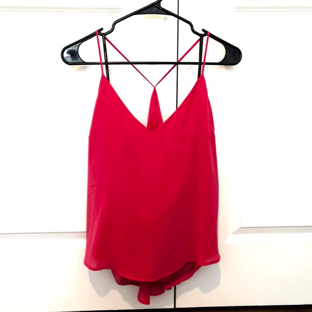 Marciano Sheer Dressy Hot Pink Backless Drape Camisole Top